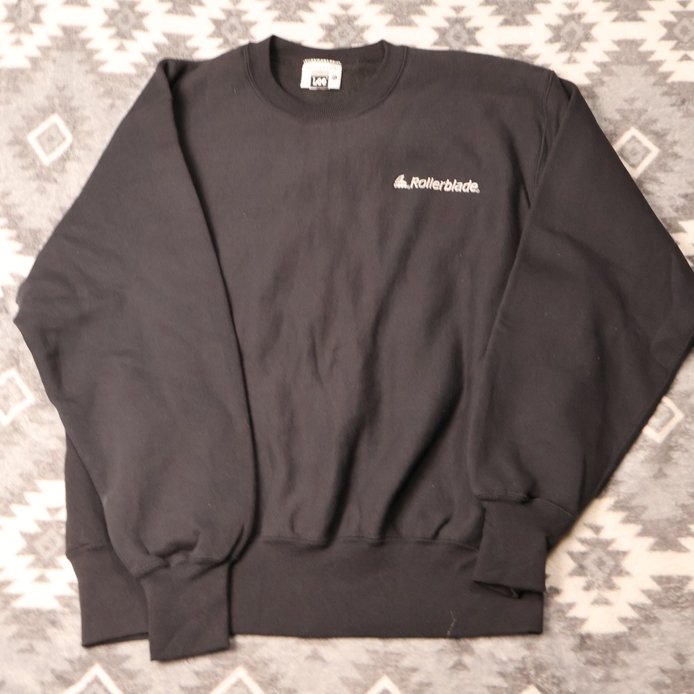 Vintage USA Rollerblade Brand Lee Sweatshirt Mens XL Black Cross Grain 90s Core